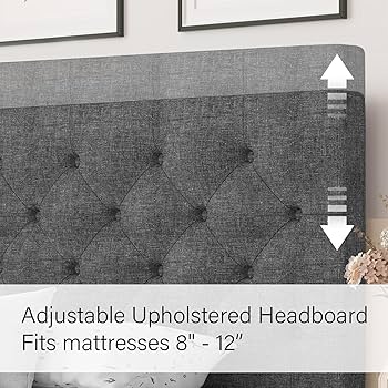 Amazon.com: HOMBCK Full Bed Frame with Headboard, Linen